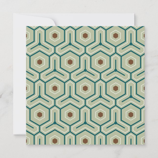 Geometriskt mönster med sammankopplade hexagoner tack kort (Framsida)