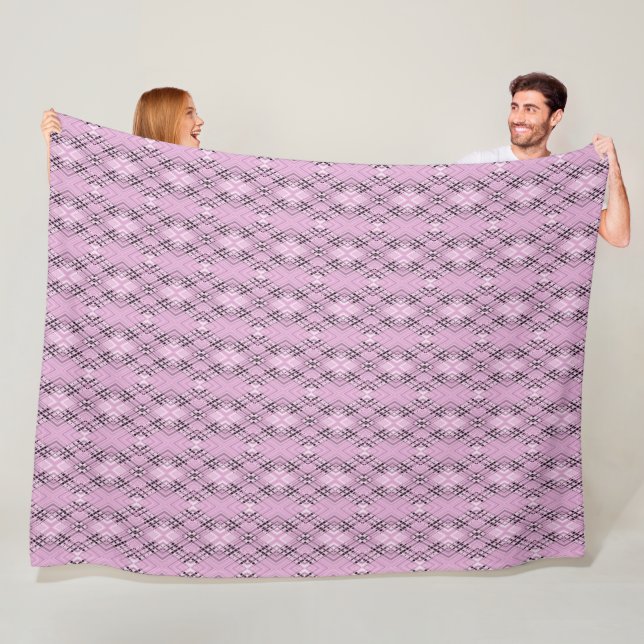 Geometriskt mönster retro rosa diamanter fleecefilt (På plats)