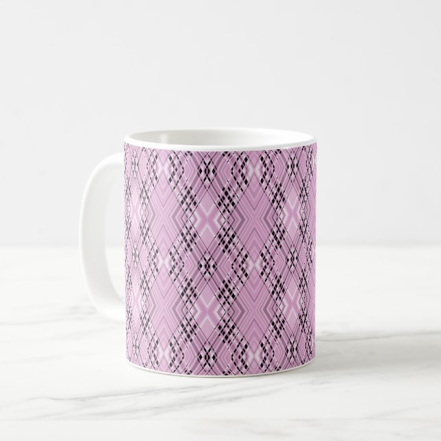 Geometriskt mönster retro rosa diamanter kaffemugg (Framsida vänster)