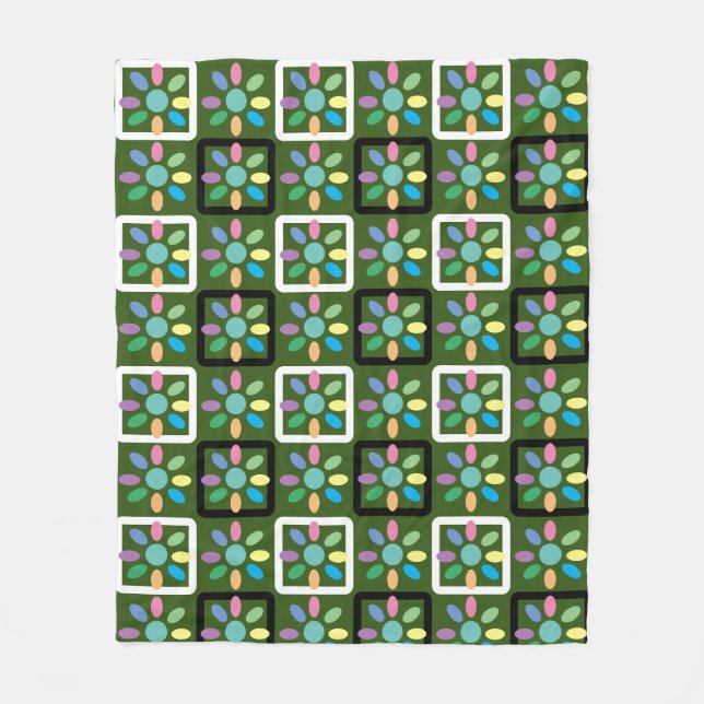 Geometriskt mönster trädgårdsblomma fleecefilt (Framsidan)