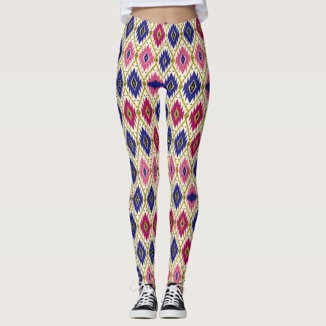 Geometriskt Mönster: Traditional Textile Illustra Leggings (Framsida)