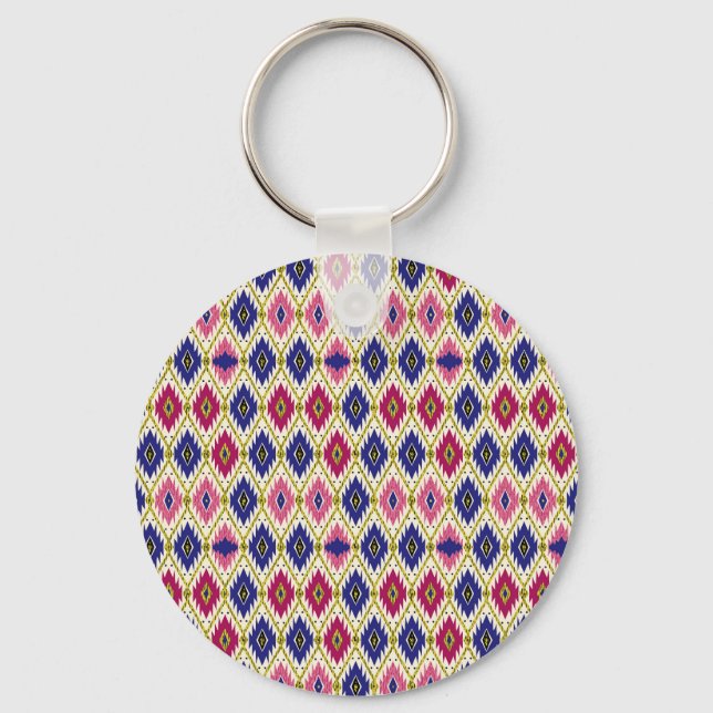 Geometriskt Mönster: Traditional Textile Illustra Nyckelring (Framsida)