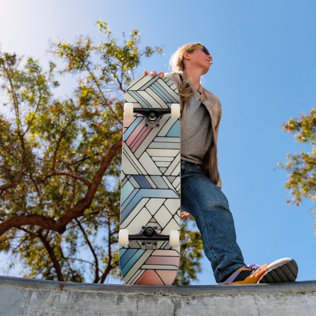 Geometriskt mosaikmönster mini skateboard bräda 18,5 cm (Utomhus 1)