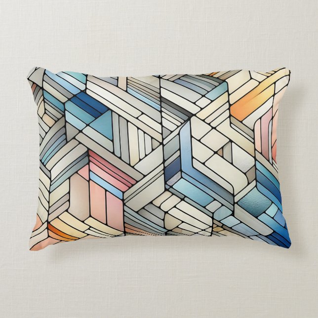 Geometriskt mosaikmönster prydnadskudde (Framsidan)