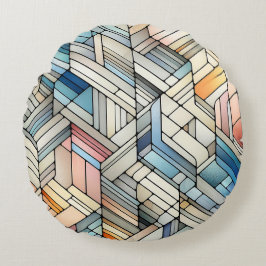 Geometriskt mosaikmönster rund kudde