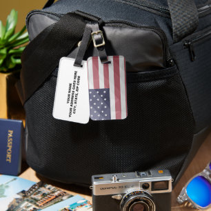 Geometriskt nät för Rött vitt blått USA flagga Bagagebricka