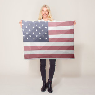 Geometriskt nät för Rött vitt blått USA flagga Fleecefilt