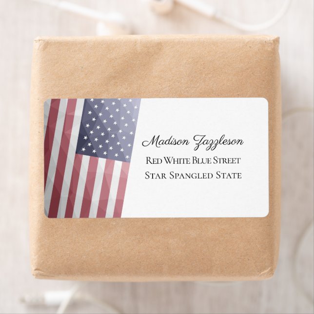 Geometriskt nät för Rött vitt blått USA flagga Fraktsedel (Insitu)