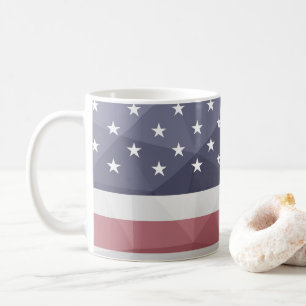 Geometriskt nät för Rött vitt blått USA flagga Kaffemugg
