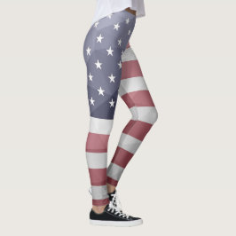 Geometriskt nät för Rött vitt blått USA flagga Leggings