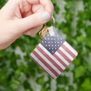 Geometriskt nät för Rött vitt blått USA flagga Nyckelring