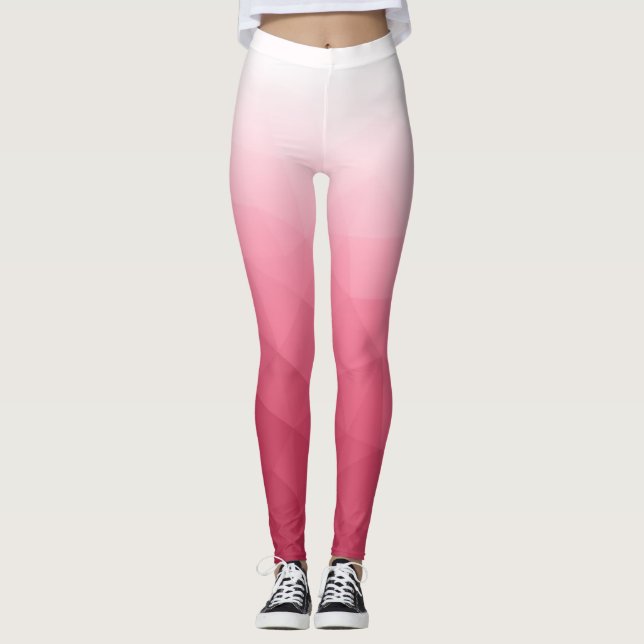 Geometriskt nät i rosa ros, vit övertoning, Mönste Leggings (Framsida)