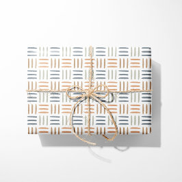 Geometriskt omslagspapper Blå Boho-linjer Presentpapper