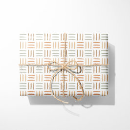 Geometriskt omslagspapper Neutral Boho Linjer Presentpapper