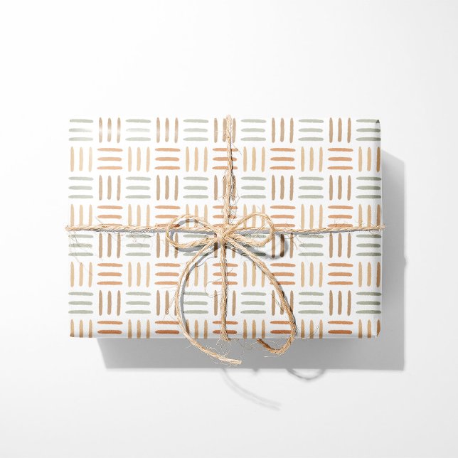 Geometriskt omslagspapper Neutral Boho Linjer Presentpapper (Skapare uppladdad)