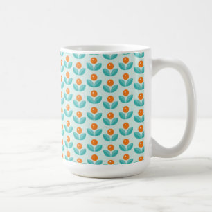 Geometriskt orange mönster för skandinavisk stil kaffemugg