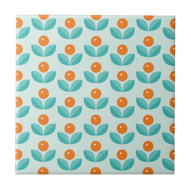 Geometriskt orange mönster för skandinavisk stil kakelplatta (Framsidan)