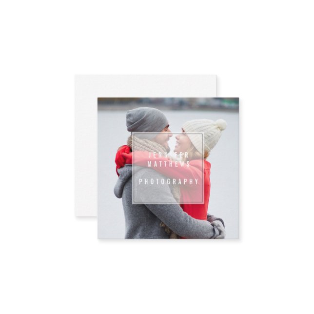 Geometriskt överdra den minsta chic fotografen fyrkantigt visitkort (Fram/Back In Situ)