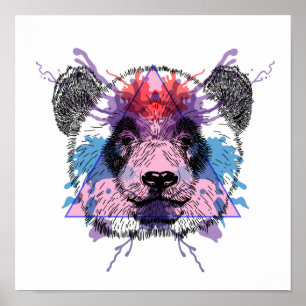 Geometriskt pandabjörn poster