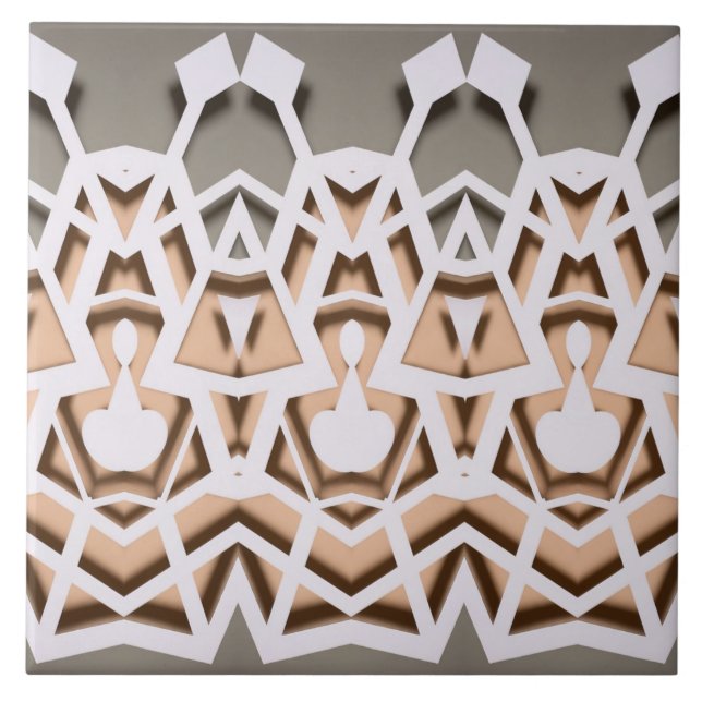 Geometriskt pappersklippt symmetrimönster kakelplatta (Framsidan)