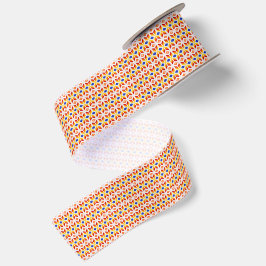 Geometriskt Pixel Blommönster i Röd Orange Gul