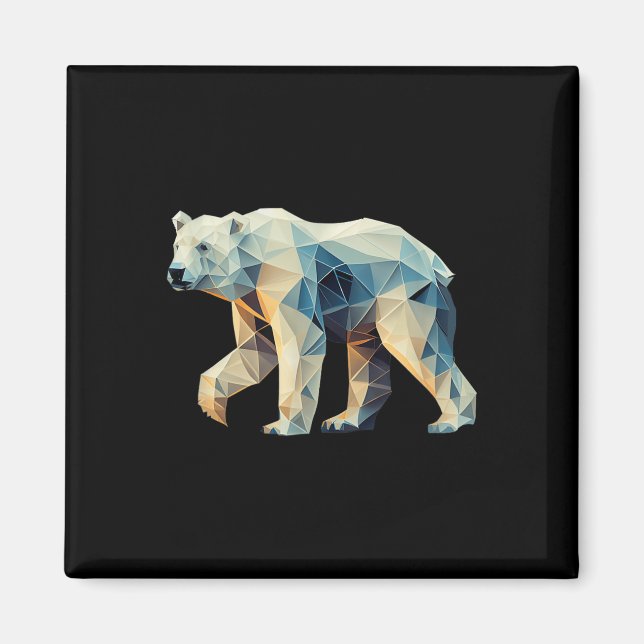 Geometriskt Polar Bear - Geometry Motif - Environm Magnet (Framsidan)