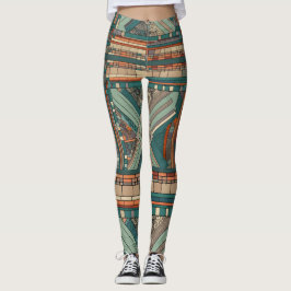 Geometriskt "Prairie Stil", lagat glas Leggings