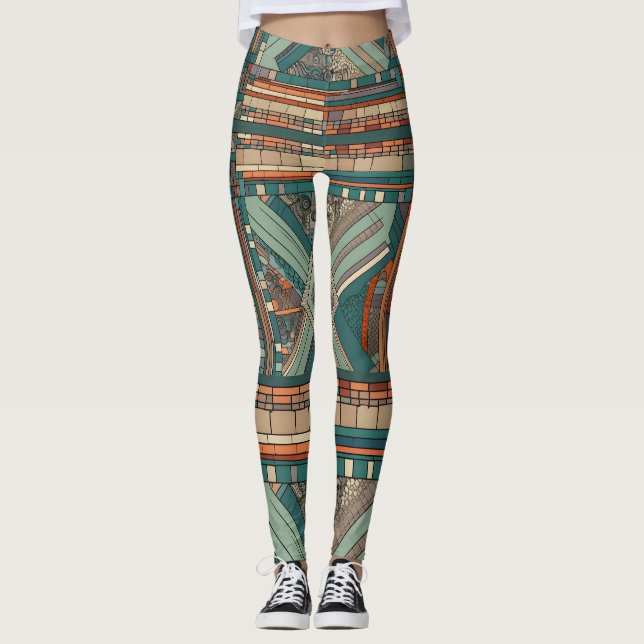 Geometriskt "Prairie Stil", lagat glas Leggings (Framsida)