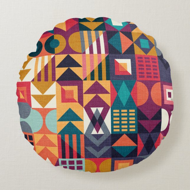 Geometriskt Ramar 4 Rund Kudde (Framsidan)