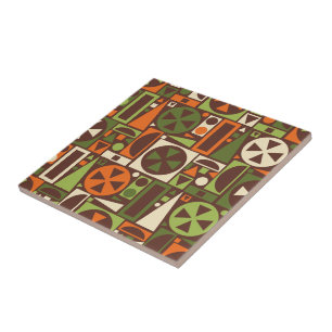 Geometriskt Retro 50-talMitt--Århundrade modern Kakelplatta
