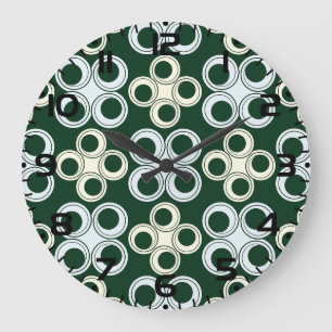 Geometriskt Retro Cirklar Mönster Stor Klocka