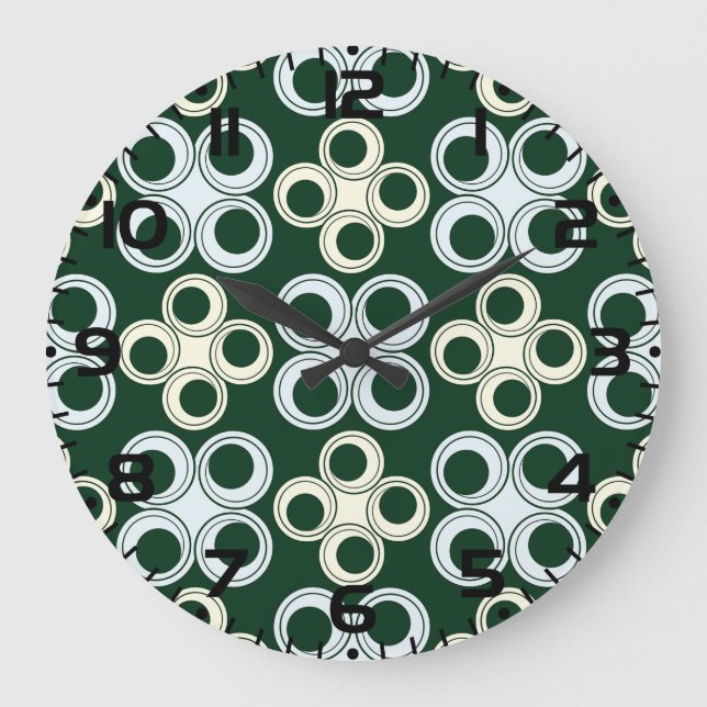 Geometriskt Retro Cirklar Mönster Stor Klocka (Framsida)