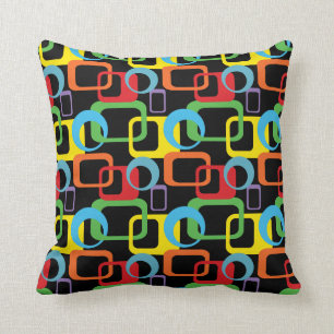 Geometriskt Retro mångfärgat mönster Kudde