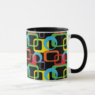 Geometriskt Retro mångfärgat mönster Mugg