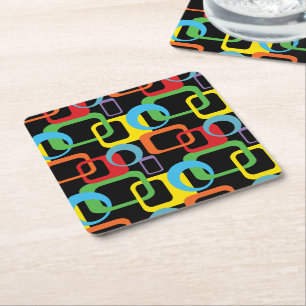Geometriskt Retro mångfärgat mönster Underlägg Papper Kvadrat