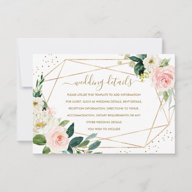 Geometriskt rodna guld- blom- bröllop specificerar OSA kort (Framsida)