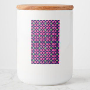 Geometriskt rosa blomblad abstrakt mönster mat etikett