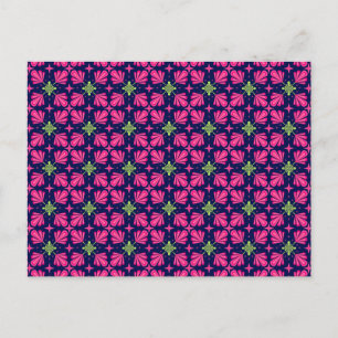 Geometriskt rosa blomblad abstrakt mönster vykort