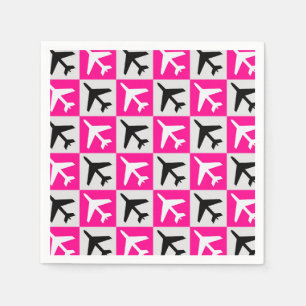 Geometriskt Rosa Flygplan Pappersservett