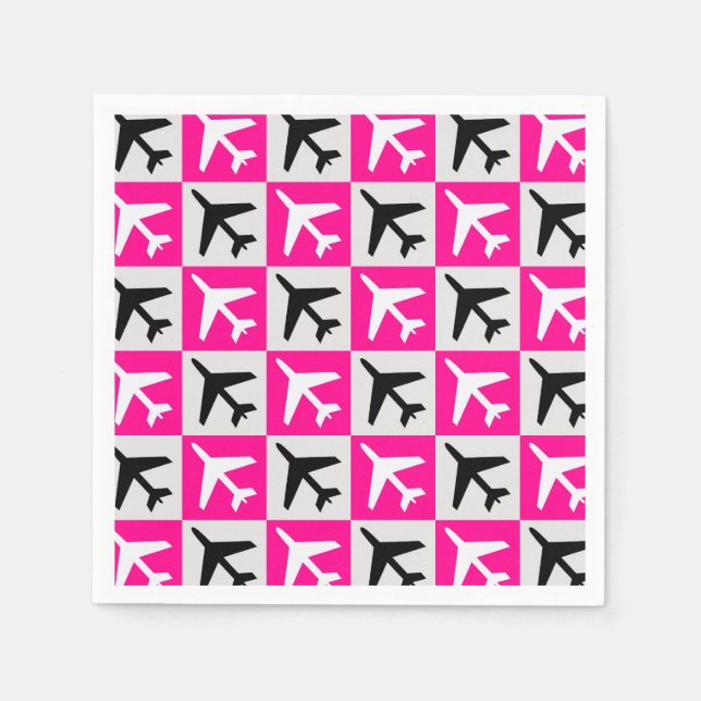 Geometriskt Rosa Flygplan Pappersservett (Framsidan)