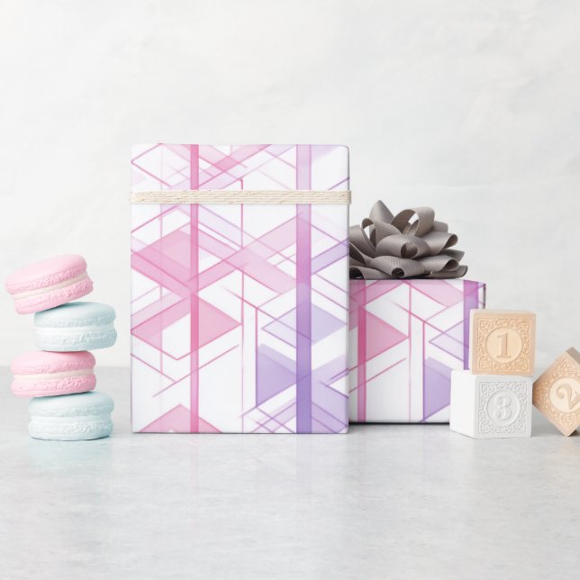 Geometriskt Rosa Lila Rutnät Abstrakt Mönster Presentpapper (Baby Shower)