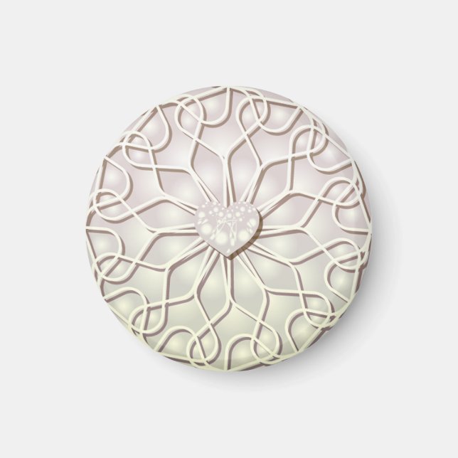 Geometriskt Roséguld KÄRLEK Hjärtmönster Magnet (Framsidan)