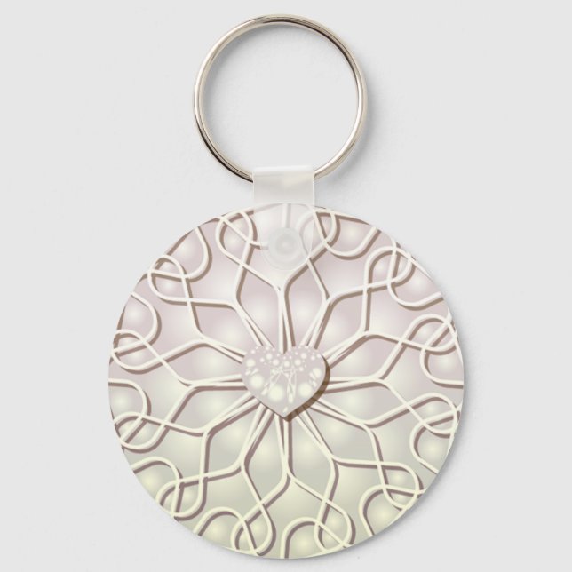 Geometriskt Roséguld KÄRLEK Hjärtmönster Nyckelring (Framsida)