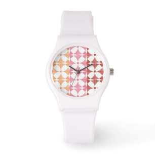 Geometriskt rött ikatrandmönster armbandsur