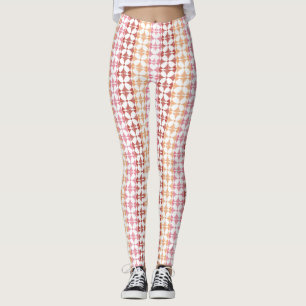 Geometriskt rött ikatrandmönster leggings
