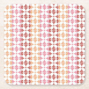 Geometriskt rött ikatrandmönster underlägg papper kvadrat