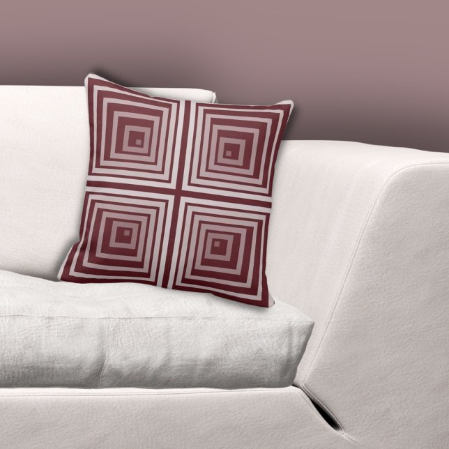 Geometriskt rött nästlat fyrkantigt hörnfodralmöns kudde (Geometric Red Nested Square Cornered Box Pattern Throw Pillow)