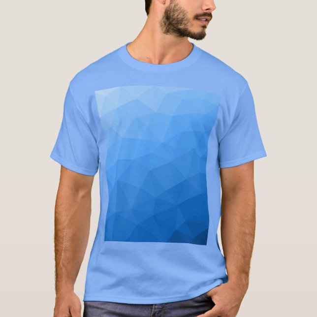 Geometriskt rutnät för ljusblå övertoning mönster t shirt (Framsida)