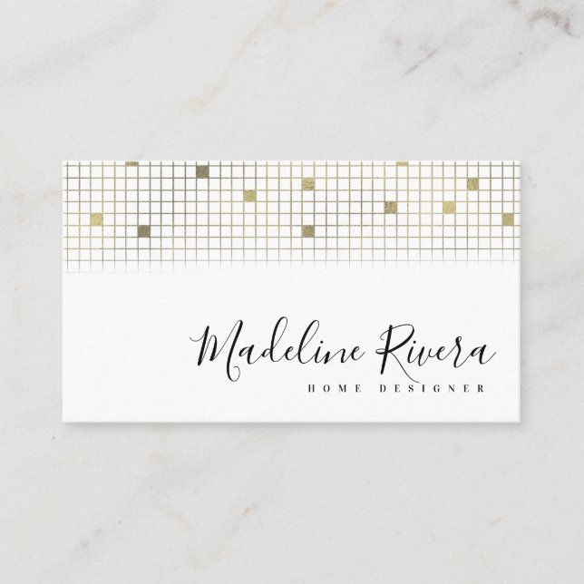 Geometriskt rutnät Modern simulerad folie designer Visitkort (Framsida)