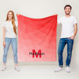 Geometriskt rutnät mönster Monogram Fleecefilt